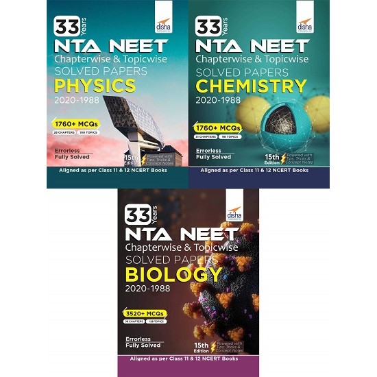 33 Years NEET Physics, Chemistry & Biology Solved Papers (Chapter-Wise & Topic-Wise) (2020 - 1988) 15th Edition