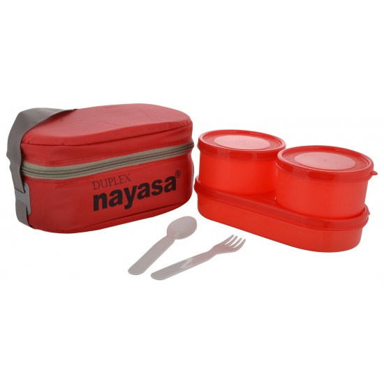 Nayasa Duplex Lunch Box 3 Containers (Red)