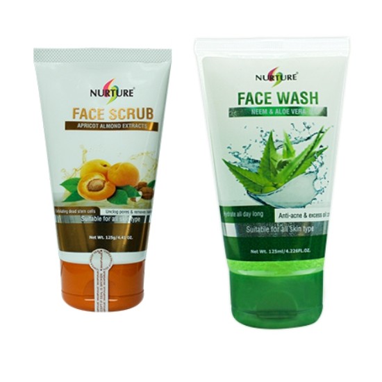 NURTURE Neem and Aloevera Face wash & Apricot Almond Scrub